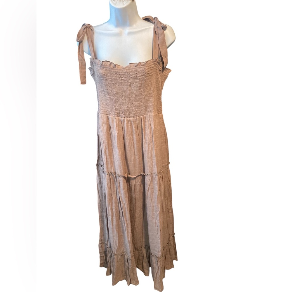 R.YIPOSHA Beige Crinkle Dress